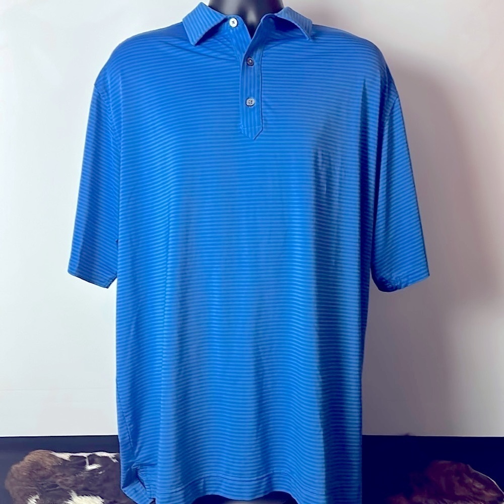 FootJoy Blue w/ Blue Stripes Golf Polo Shirt SZ XL Acushnet Preloved Condition